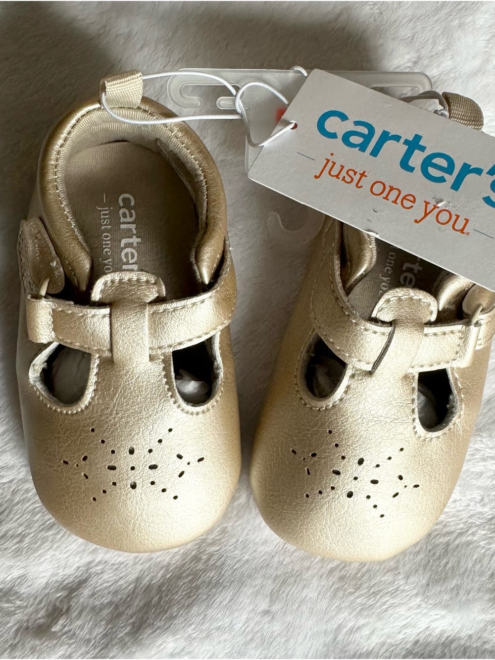 Carter's Metallic Gold T-Strap Baby Shoes
